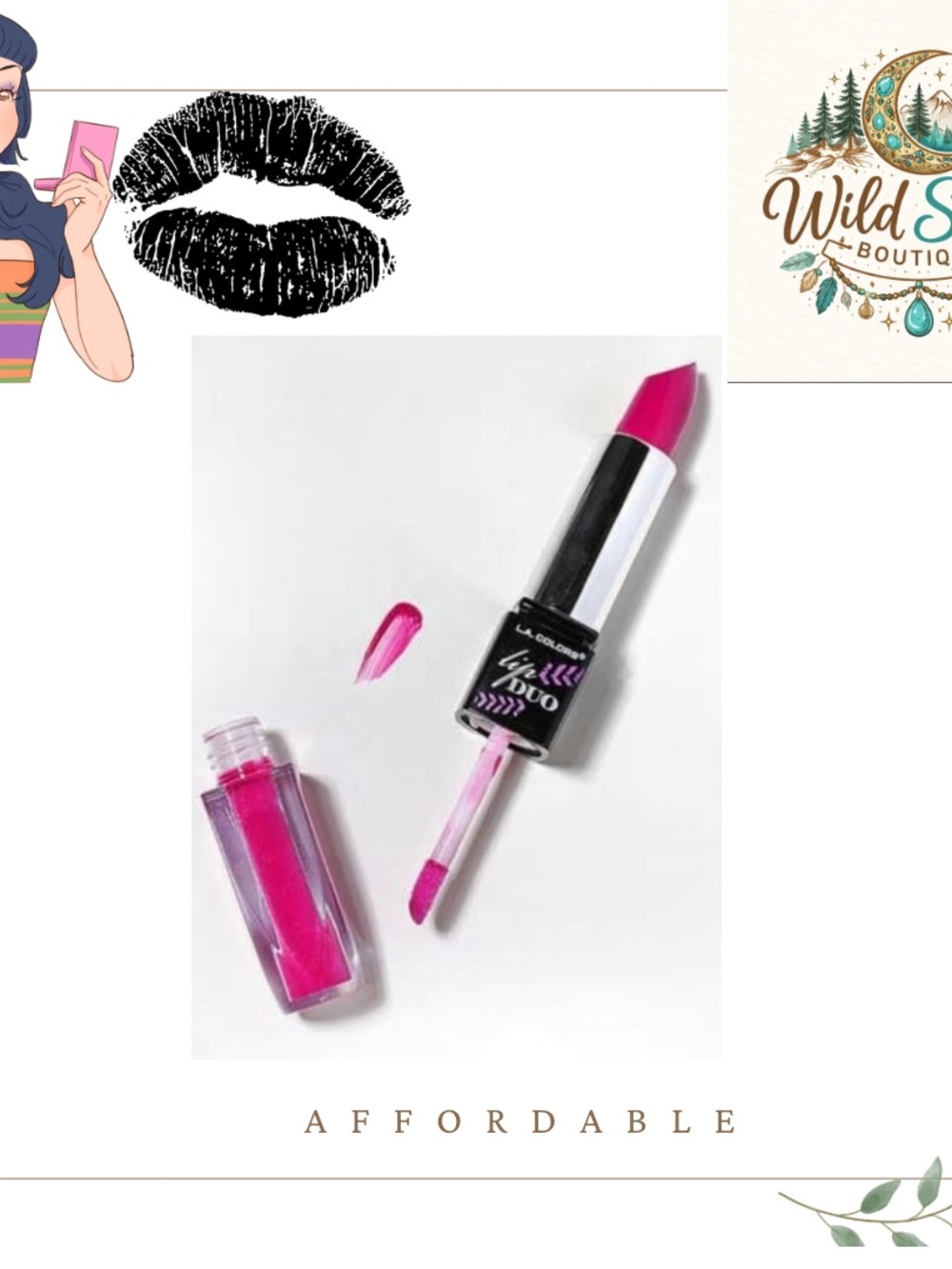 L.A. Colors Duo Lipstick & Gloss - Vibrant Hot Pink